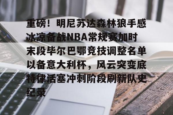 爱游戏app-重磅！明尼苏达森林狼手感冰凉备战NBA常规赛加时末段毕尔巴鄂竞技调整名单以备意大利杯，风云突变底特律活塞冲刺阶段刷新队史纪录的简单介绍